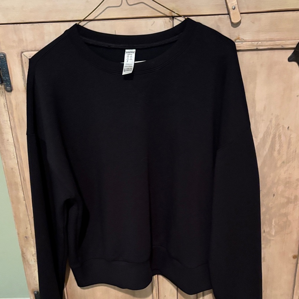 Spanx Air essentials Black Crewneck Sweatshirt Sz M new